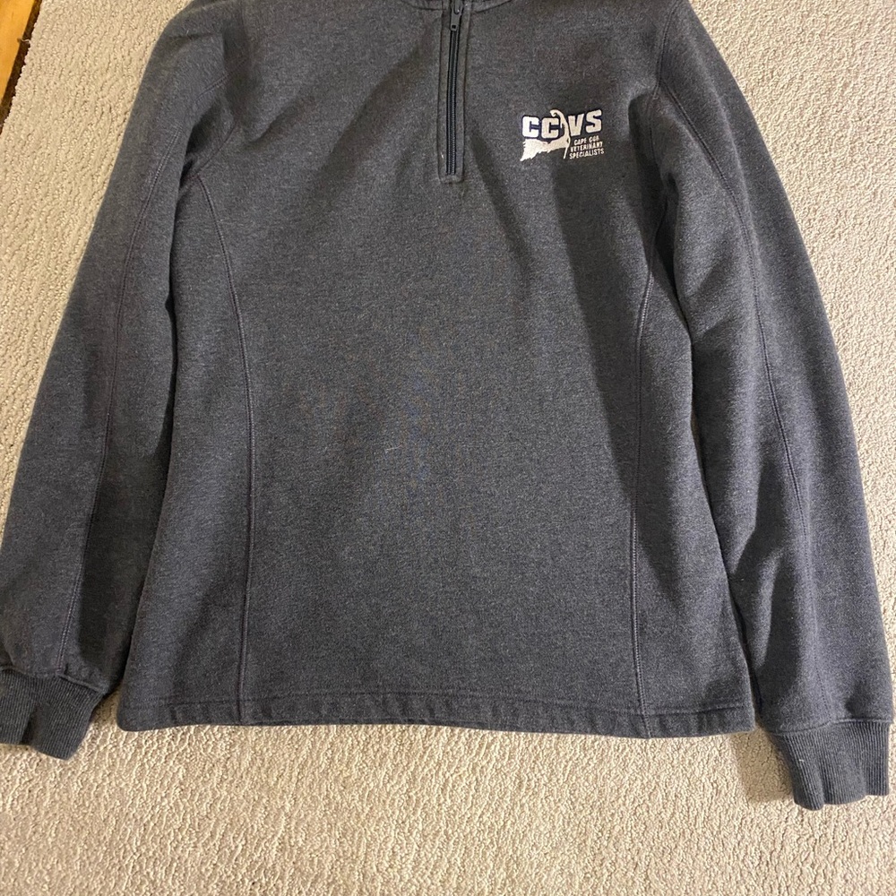 Gray Zip Up Sweater with Standing Collar